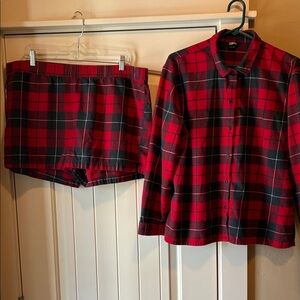 Eddie Bauer Kids Red and Black Plaid Pajama Set